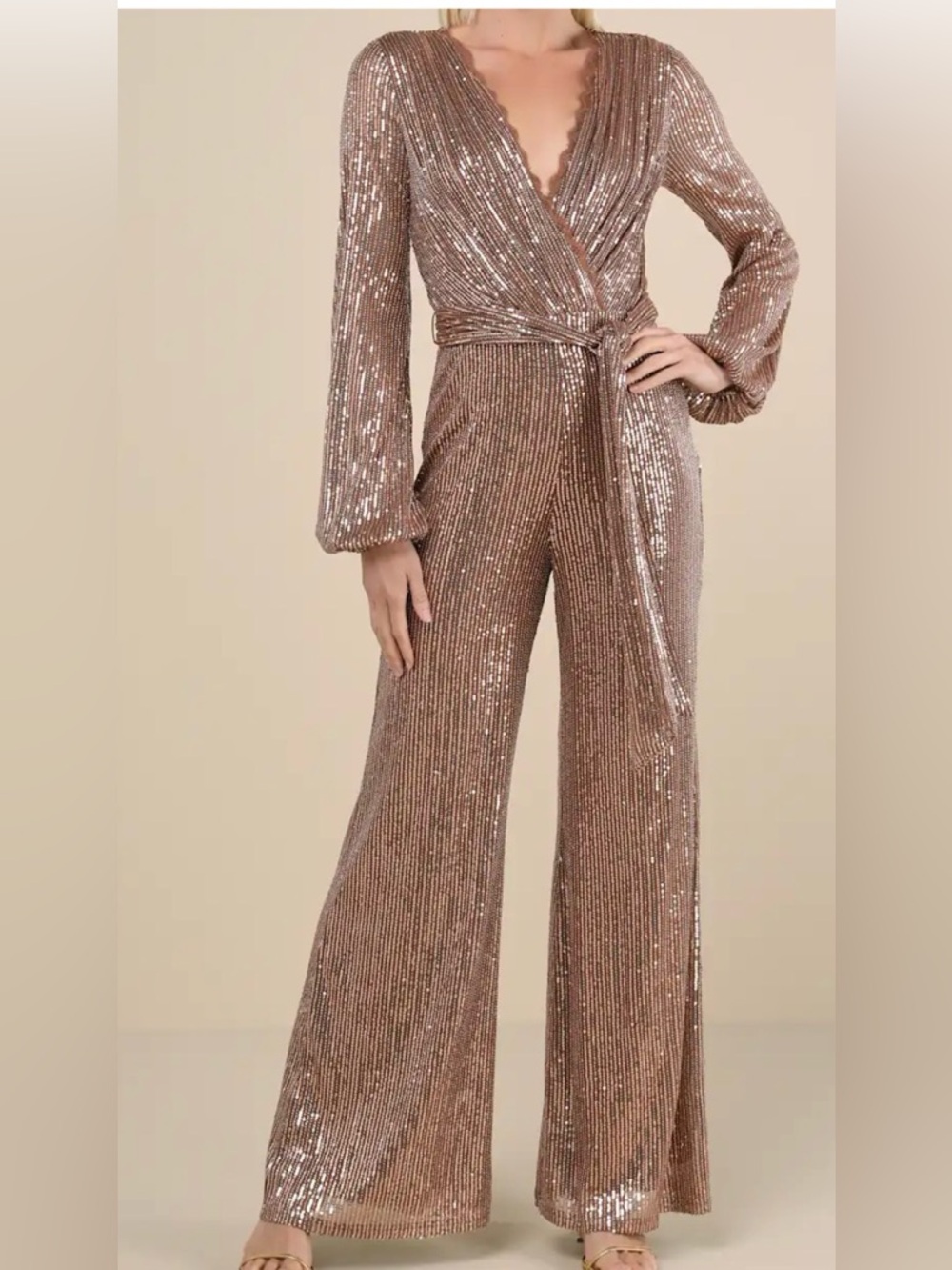 Bronze Mesh Sequin Long Sleeve